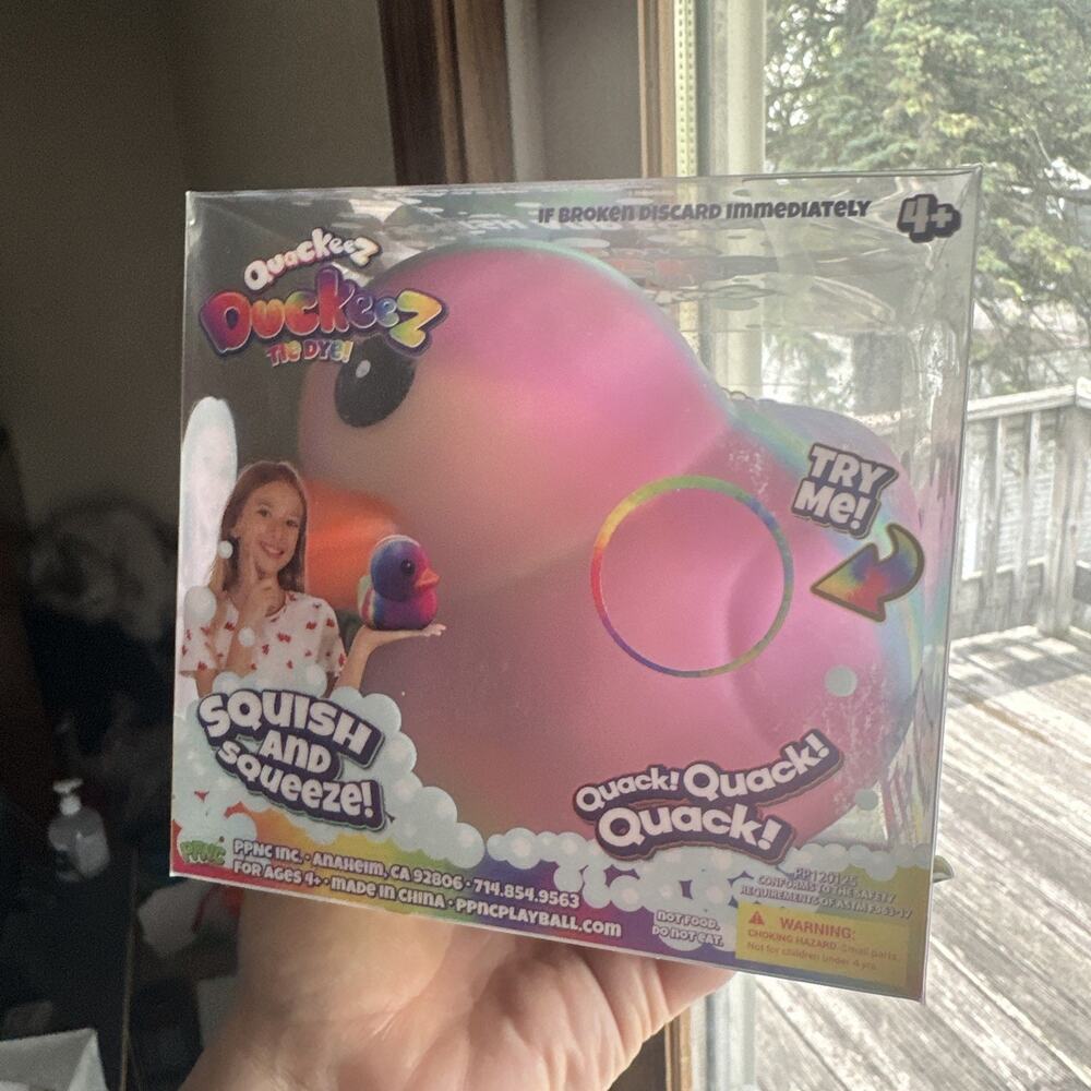Quackeez Duckeez Tie Dye Squish & Squeeze Tactile Toy, Pink 4+